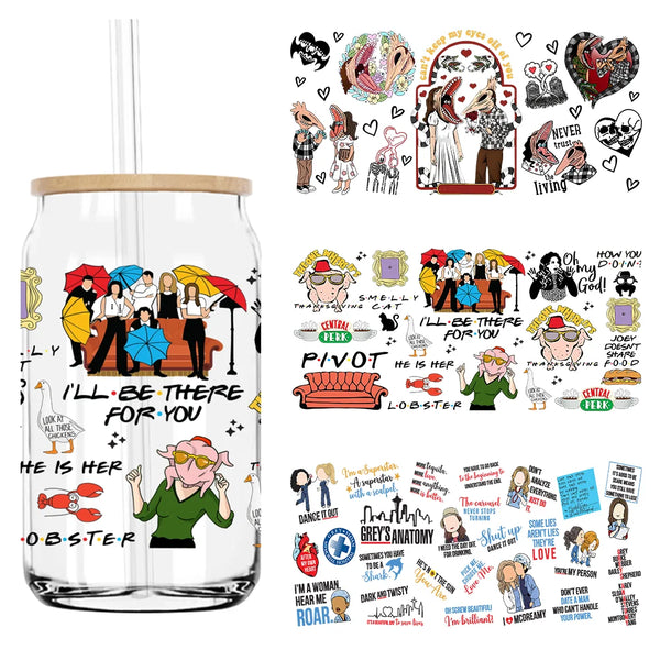 Friends I'll Be There For You 16OZ UV DTF Cup Wrap Transfers Stickers Custom Labels DIY Waterproof Logo For Libbey Glass Can