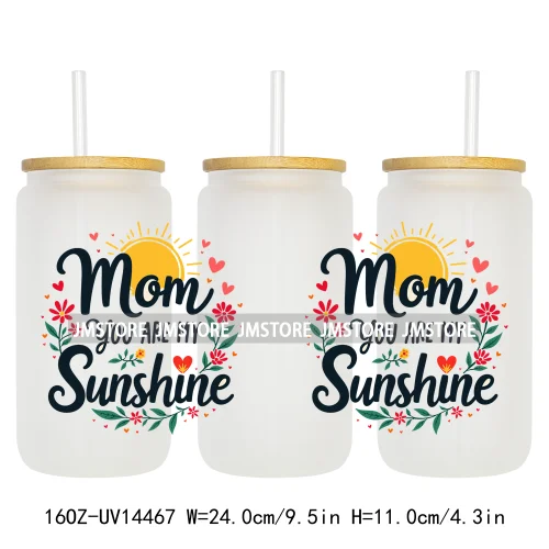 Mother's Day Quotes Mom Love UV DTF Wraps Transfer Sticker Waterproof Custom UV DTF Prints For 16OZ Libbey Glass Can Tumbler Mug