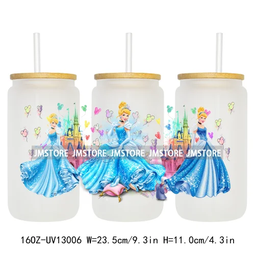Best Friends Princess Movie Themed 16OZ UV DTF Cup Wraps Ready To Apply Waterproof Transfer Sticker For Libbey Glass Can Tumbler