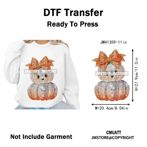 Preppy Coquette Halloween Floral Fall Pumpkin Spooky Season Iron on Washable DTF Transfers Stickers Ready to Press for Clothing