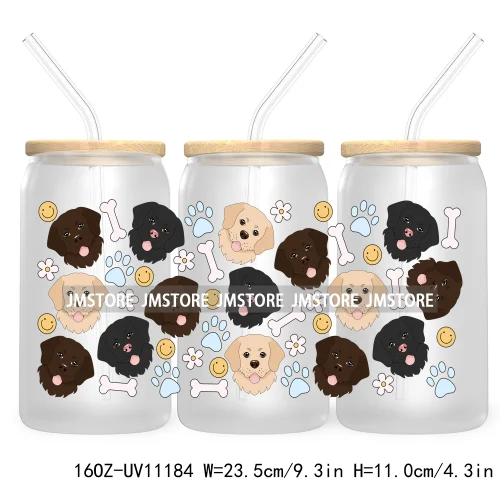 Cute Daisy Dog Paw Animal Lover UV DTF Cup Wrap For Libbey Glass Can Transfer Stickers Waterproof Custom Labels Coquette Bow Pet