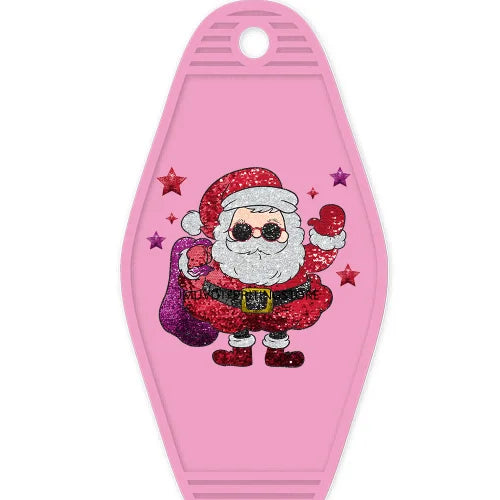 Faux Sequin Christmas Santa Claus High Quality Durable WaterProof UV DTF Sticker Decals For Motel Hotel Keychain Bougie Snowman