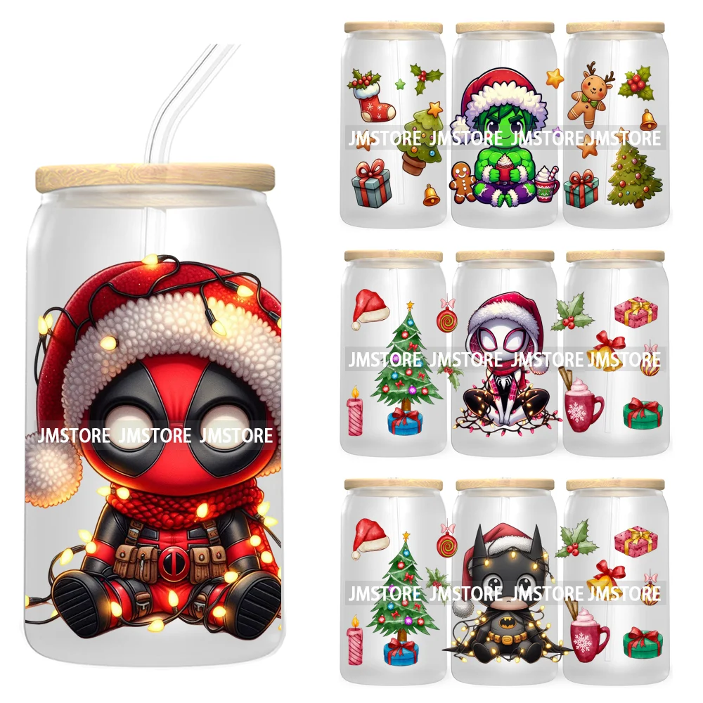 Cute Baby Horror Characters Christmas Season 16OZ UV DTF Cup Wrap Transfer Stickers Durable Waterproof Logo For Libbey Glass Can