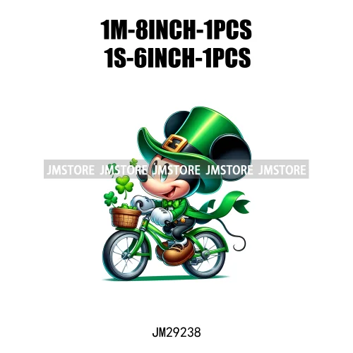 Cute Cartoon Character St Patrick's Irish Day Shamrock Lucky Vibes Iron On DTF Transfers Stickers Ready To Press For Hoodies