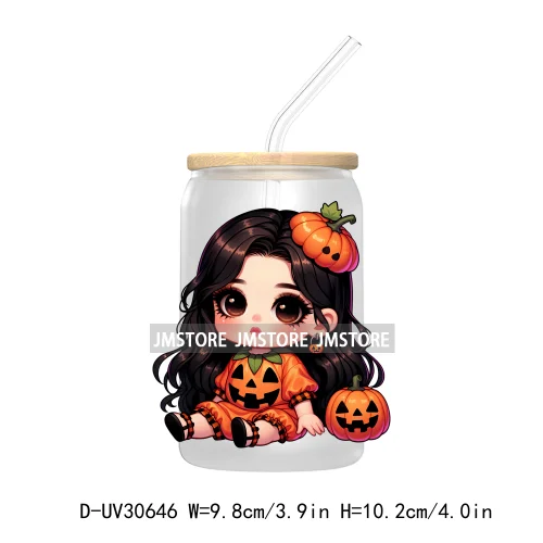 Spooky Cartoon Halloween Characters UV DTF Transfer Stickers Decals For Libbey Cold Cups Mugs Tumbler Waterproof Baby Princess