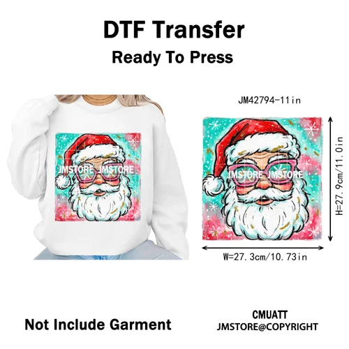 Preppy Brushstroke Gingerbread Santa Bow Tree Merry Christmas Girly Iron on DTF Transfers Stickers Ready to Press for T-shirts