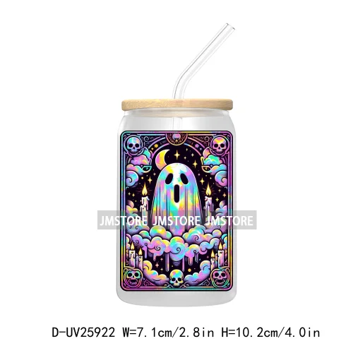 Spooky Skull Halloween Tarot Card UV DTF Transfer Stickers Decals For Libbey Cold Cups Mugs Durable Waterproof Custom Logo Label