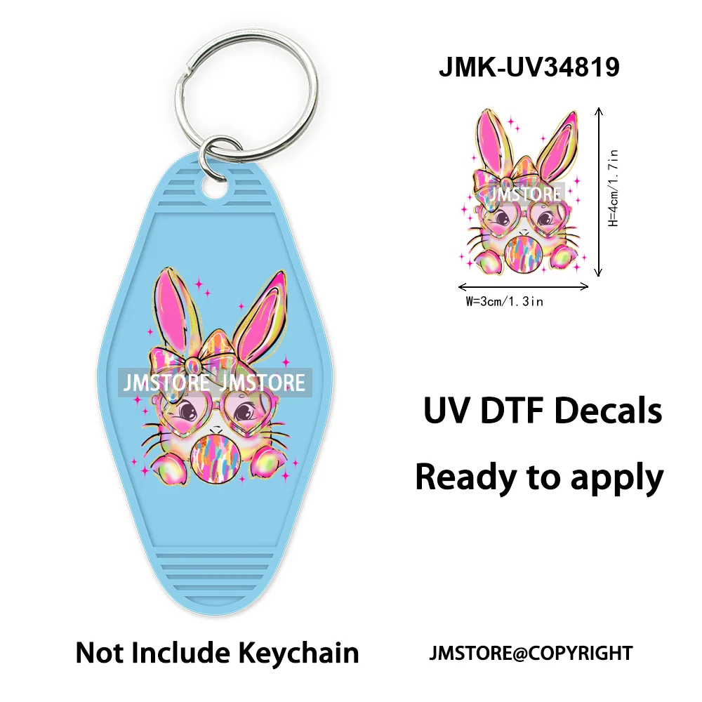 Cotton Tail Coffee Club Coquette Easter Bunny Eggs Trendy Easter Religious WaterProof UV DTF Sticker For Motel Hotel Keychain