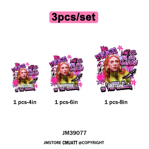 Ghoul Mum Witchy Halloween Horror Killer Movie Character Iron on DTF Washable Transfer Stickers Ready to Press for T-shirts Bags