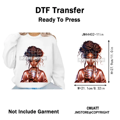 Angry Office African Girl Sassy Moods Housework Mom Iron on Washable DTF Heat Transfer Stickers Ready to Press for T-shirts Bags