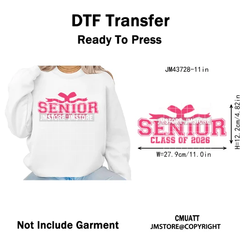 High School Senior Year Class of 2026 My First Last Day Iron on Washable DTF Heat Transfers Stickers Ready to Press for Hoodies