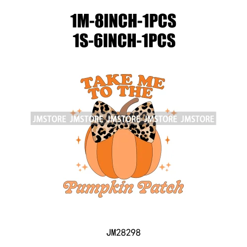 Pumpkin Season Autumn Coquette Bow Girly Cozy Fall Vibes Decals DTF Iron On Transfers Stickers Ready To Press For Hoodies Bags