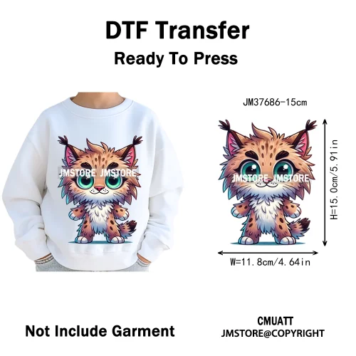 15cm 5.9in Kid Cute Silly Baby Pet Animal Iron On DTF Heat Transfer Sticker For Clothes Vinyl Thermal Washable T-Shirts Decals