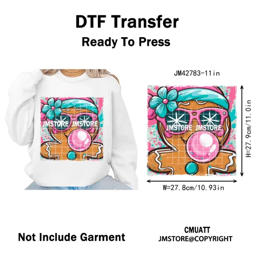 Preppy Brushstroke Gingerbread Santa Bow Tree Merry Christmas Girly Iron on DTF Transfers Stickers Ready to Press for T-shirts