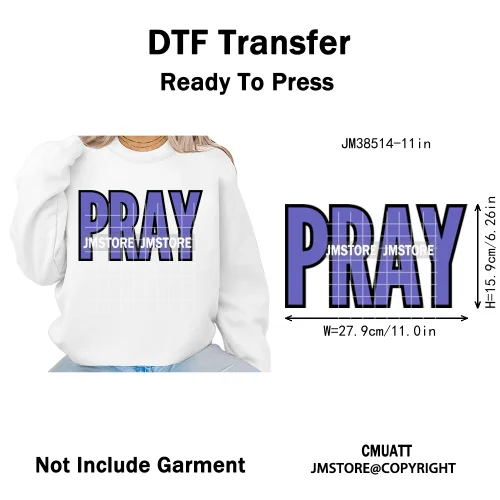 Inspirational God Faith Quotes Good Vibes Blessed Logos Iron on DTF Washable Transfers Stickers Ready to Press for T-shirts Bags