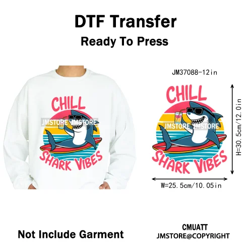 12in Urban Gangster Rich Money Lion Beats Shark Vibes Iron on DTF Thermal Transfers Stickers Ready to Press for T-shirts Bags