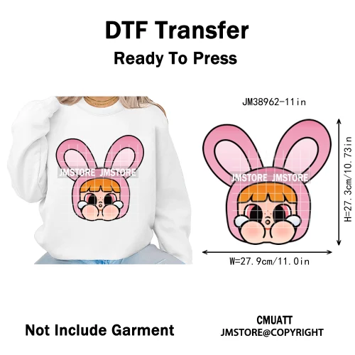 Cute Cry Tears Sad Girls Cartoon Dolls Love Designs Iron on DTF Washable Heat Transfers Stickers Ready to Press for Clothes Bags