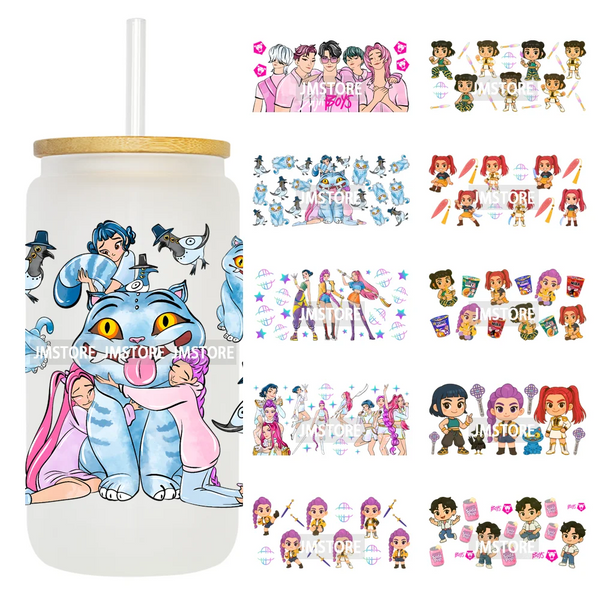 Tiger Demon Hunters Kpop Soda Boys Girl Dinner 16OZ UV DTF Cup Wraps Ready To Apply Transfer Stickers For Libbey Glass Can Mugs