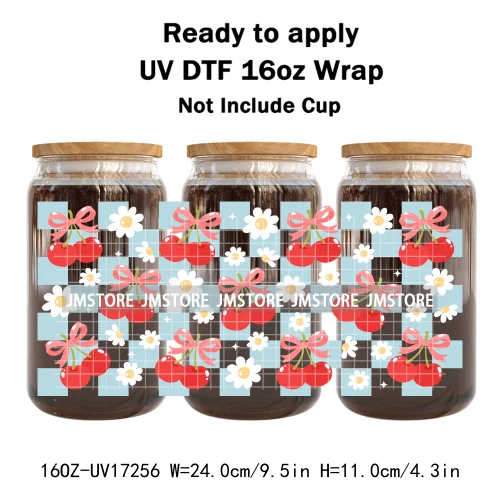 Coquette Floral Self Love Affirmations UV DTF Stickers Ready To Transfer Cup Wrap Custom Labels DIY Craft For Libbey Can Glass