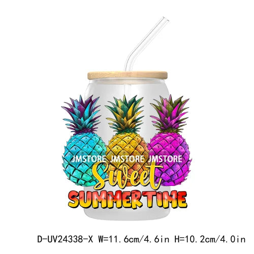 Sweet Summer Time UV DTF Transfer Sticker Decals For Libbey Glass Cold Cups Mugs Tumbler Custom Waterproof DIY Labels Watermelon