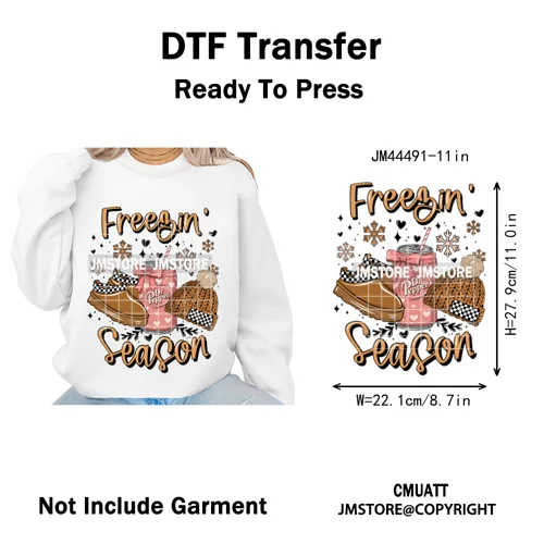 All I Need Is Cozy Winter Drink Coffee Lover Coquette Christmas Iron on Washable DTF Transfer Sticker Ready to Press for Hoodies
