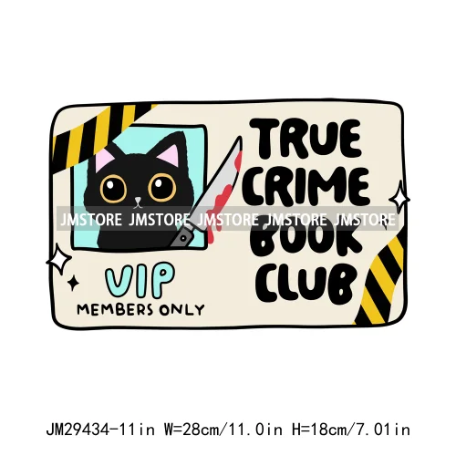 Halloween Vibes Cozy Read Spooky Ghost True Crime Book Club Card Logos Iron On DTF Transfer Stickers Ready To Press For Clothing