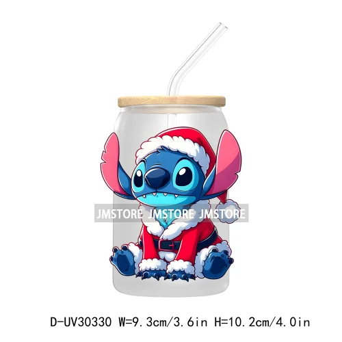 Merry Christmas Cartoon Mouse And Friends UV DTF Transfer Stickers Decals For Libbey Cold Cups Mugs Tumbler Xmas Bear Candy Cane