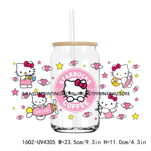 Candy Heart Cartoon Characters Couple UV DTF Sticker For 16OZ Libbey Glass Cup Can Wrap Transfer Sticker Custom Labels DIY Logo