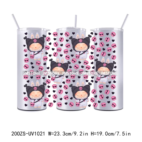 Cute Monster Doll Cartoon Character 20OZ Skinny Tumbler Wrap Ready To Apply UV DTF Transfer Stickers Durable Prints For Tumbler