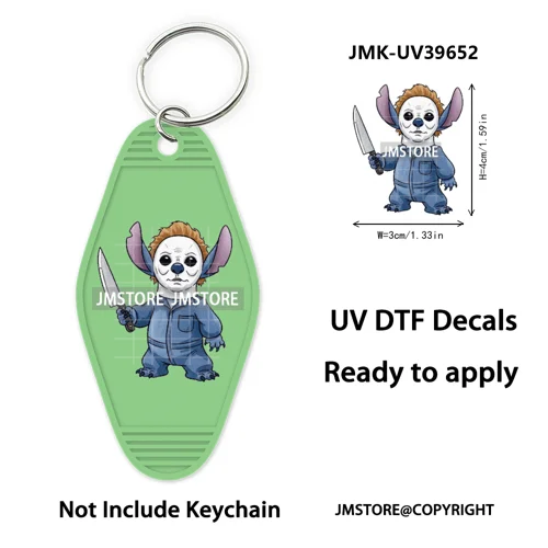 Horror Cartoon Halloween Pumpkin UV DTF Motel Keychain Decals Ready To Ship Durable Transfer Stickers Prints For Hotel Keychain