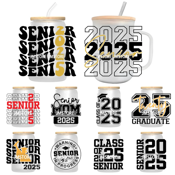 Class Of 2025 Graduation High School Senior UV DTF Transfer Stickers Decals For Libbey Cold Cups Mugs Tumbler Waterproof Labels