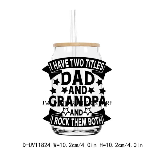 Father's Day UV DTF Transfers Stickers Decals For Libbey Cold Cups Mugs Tumbler Waterproof DIY Logo Cool Grandpa Papa Dad Gift