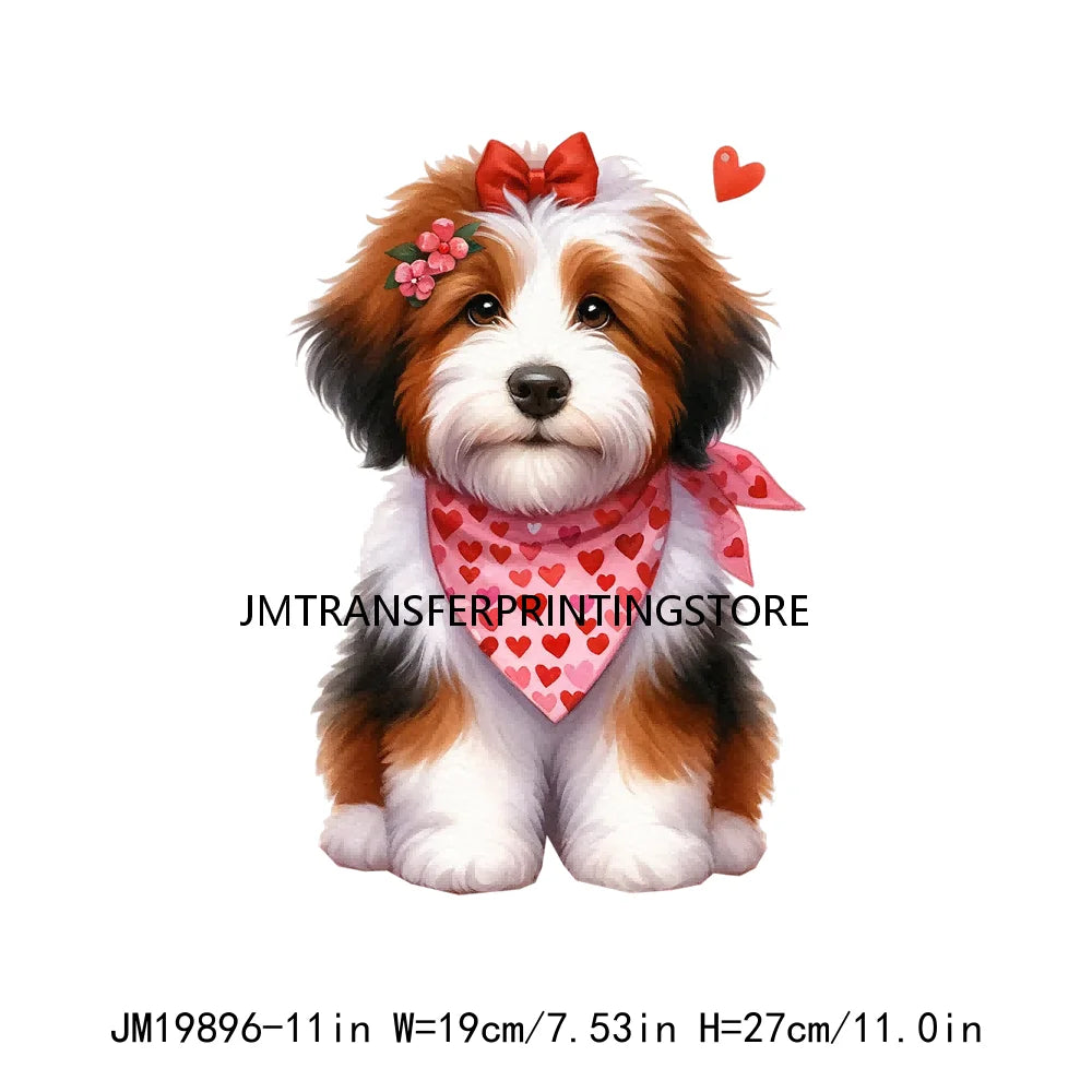 Puppy Valentine's Day Animal Love Cute Dog Heat Press Iron On DTF Heat Transfers Stickers Ready To Press For Shirts