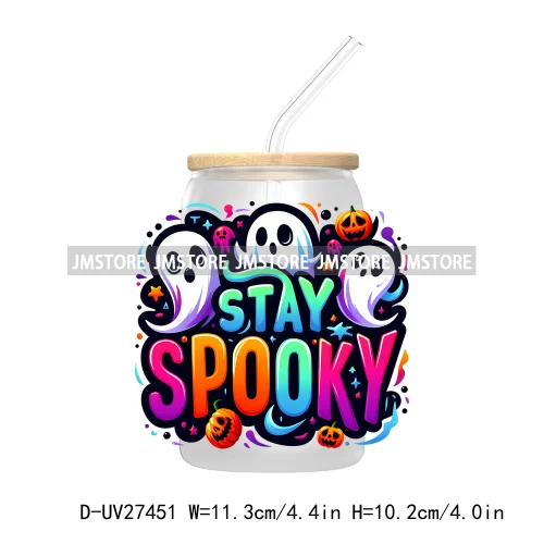 Trick or Teach Ghouls Halloween UV DTF Transfer Stickers Decals For Libbey Cold Cups Mugs Tumbler Waterproof Label Spooky Season