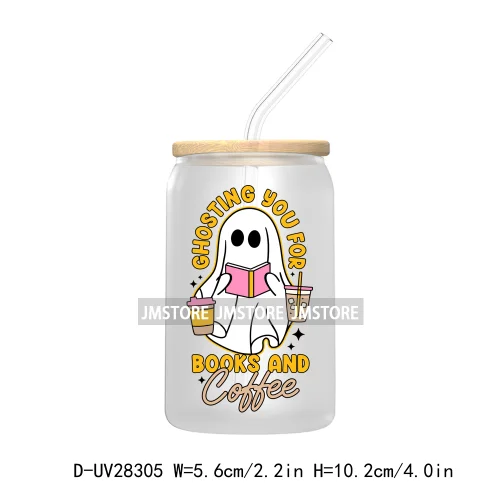 Spooky Ghost Boo Halloween Tis The Season UV DTF Transfer Stickers Decals For Libbey Cold Cup Mugs Tumbler Waterproof Book Ghoul