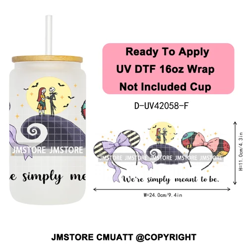 Mouse Halloween Villain Girly Cartoon Princess 16OZ UV DTF Cup Wraps Ready To Apply Transfer Stickers For Libbey Glass Can Mugs