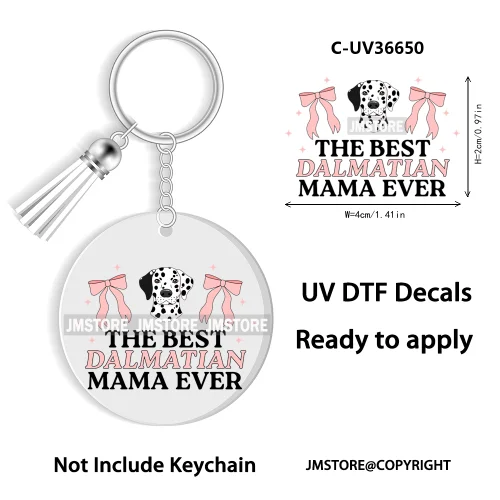 Floral Cat Lover The Best Mama Ever UV DTF Decal Round Keychain Ready To Apply WaterProof Transfer Stickers For Circle Keychain