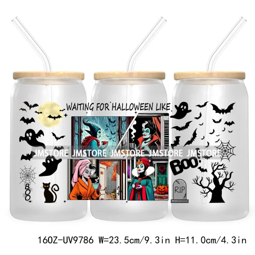 There's Some Horrors In This House UV DTF Sticker For 16OZ Libbey Glass Cup Wrap Transfer Stickers Custom Labels Boo Halloween