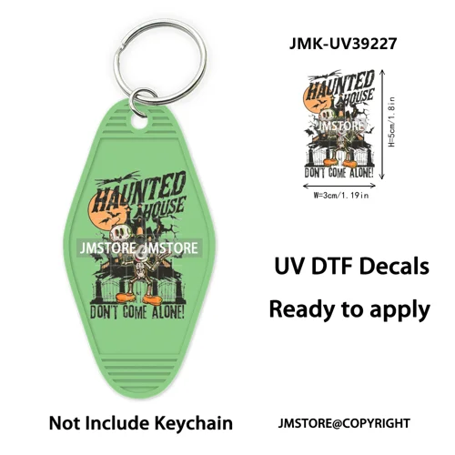 Horror Pumpkin Halloween Cartoon UV DTF Motel Keychain Decal Ready To Ship Durable Transfer Stickers Prints For Hotel Keychain
