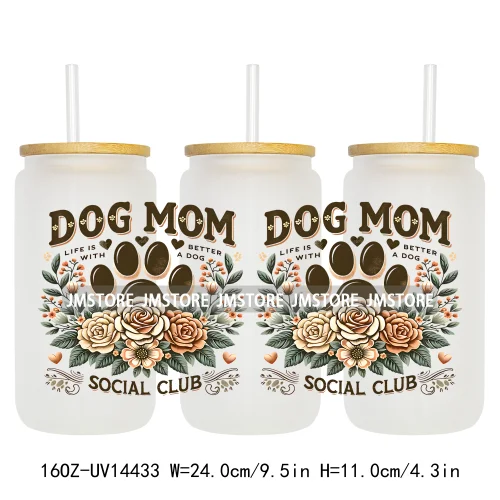 Coquette Bow Cat Dog Mom UV DTF Stickers Ready to Transfer Cup Wrap Custom Labels DIY Craft For Libbey Can Glass Tumblers Mugs