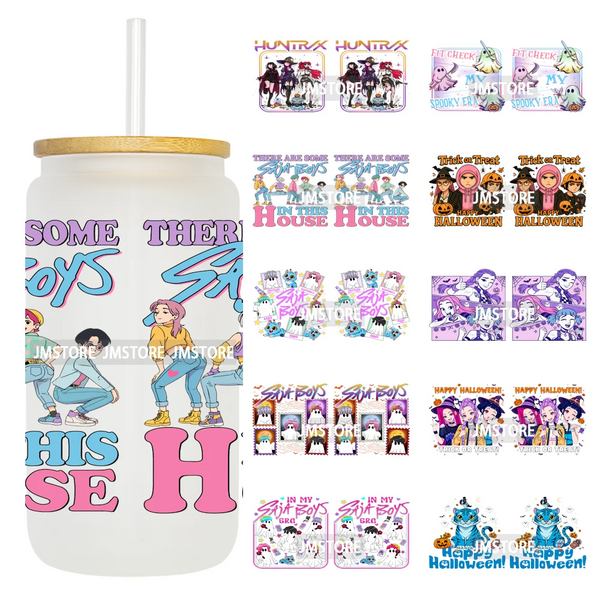 Kpop Halloween Spooky Ghosts Anime Lover 16OZ UV DTF Cup Wraps Ready To Apply Waterproof Transfer Stickers For Libbey Glass Can