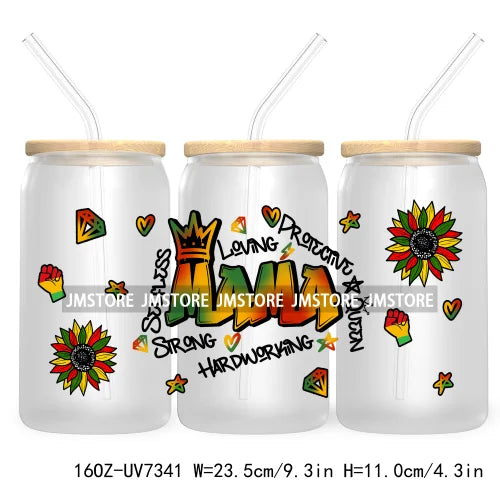 God Says I Am Juneteenth 16OZ UV DTF Cup Wrap Transfer Stickers For Libbey Glass Can Cups Tumbler Waterproof Black Girl Queen