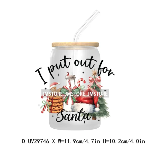 Tis the Season Santa Claus UV DTF Transfer Stickers Decals For Libbey Cold Cups Mugs Tumbler Waterproof Merry Christmas Vibes