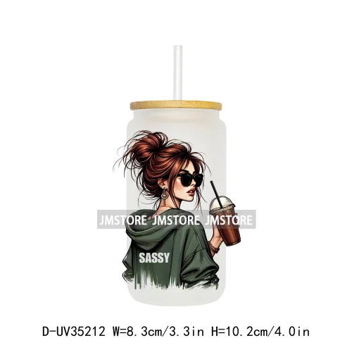 Funny Sarcastic Woman Sassy Girl UV DTF Transfer Stickers Decals Ready To Apply Waterproof For 16OZ Libbey Glass Can Cup Tumbler