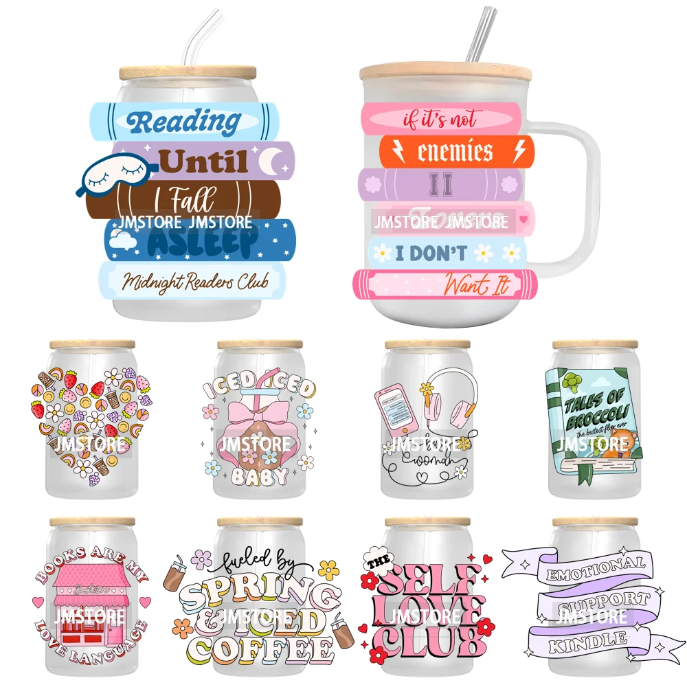 New Positive Quotes Bookish UV Sticker Decals For Libbey Cold Cups Mugs Tumbler Transfer Stickers Waterproof High Quality Labels