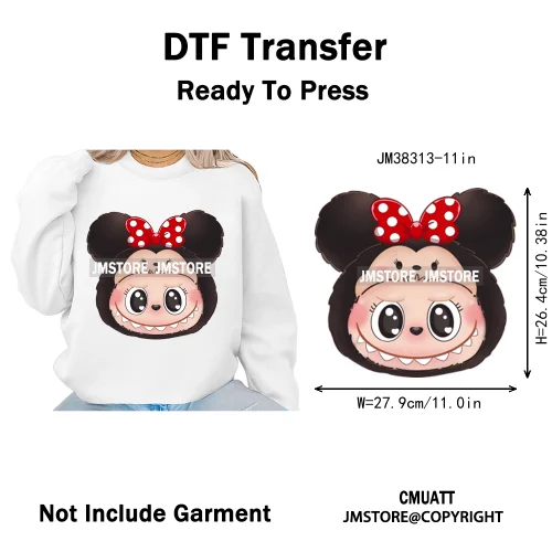 New Cartoon Costume Monster Dolls Lover DTF Printing Decals Iron on Washable Transfers Stickers Ready to Press for T-shirts