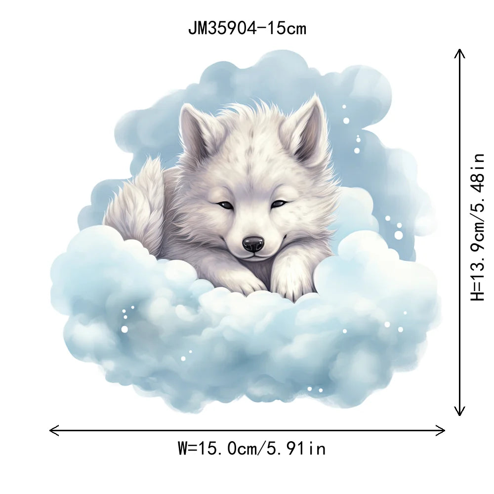 15cm 5.9in Kid Cloud Animal Tiger Lion Iron On Heat Transfer Sticker For Clothes DTF Print Vinyl Thermal Washable T-Shirt Decal