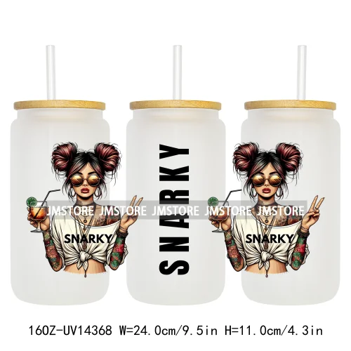 Fashion Girls Coffee Lover UV DTF Wraps Transfer Sticker Selfadhesive Waterproof High Quality For 16OZ Libbey Glass Can Tumbler