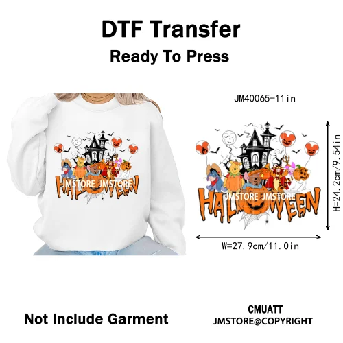 Nightmare on Main Street Pumpkin Spooky Halloween Cartoon Season Iron on DTF Heat Transfers Stickers Ready to Press for Hoodies