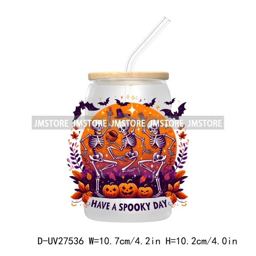 Candy Heart Spooky Ghost Halloween UV DTF Transfer Stickers Decals For Libbey Cold Cup Mug Tumbler Tis The Season Horror Pumpkin